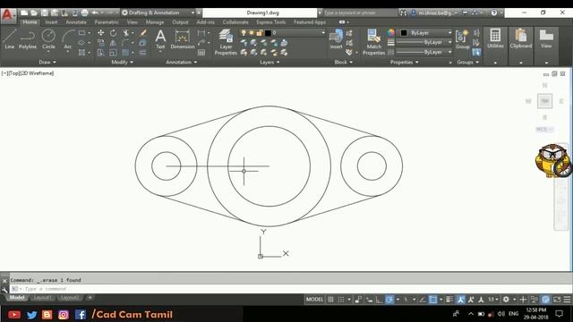 Auto CAD 2019 | Tamil Tutorial 21 | 2D Ex_5 смотреть онлайн