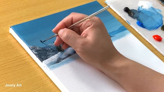 Snowy Lake Painting / Acrylic Painting for Beginners / STEP by STEP #332 смотреть онлайн
