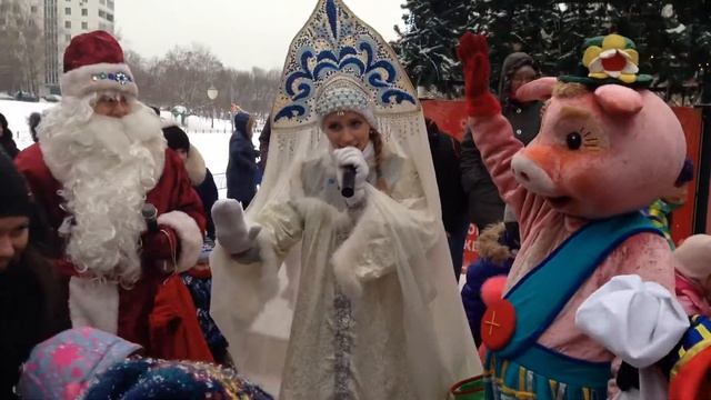 Массовая игровая программа для детей на Новый год в парке. Шоу-группа Лукоморье. смотреть онлайн