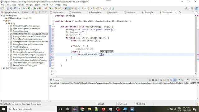 Java Programs: 16.Print Each Word Which Contains Specific Character смотреть онлайн