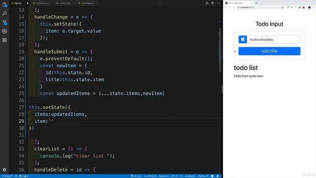 Creating Simple Todo App in ReactJs - Handle Change and HandleSubmit - Part 7 смотреть онлайн