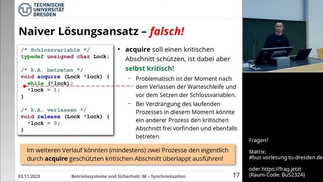 Vorlesung Betriebssysteme und Sicherheit – 06.1 Synchronisation смотреть онлайн