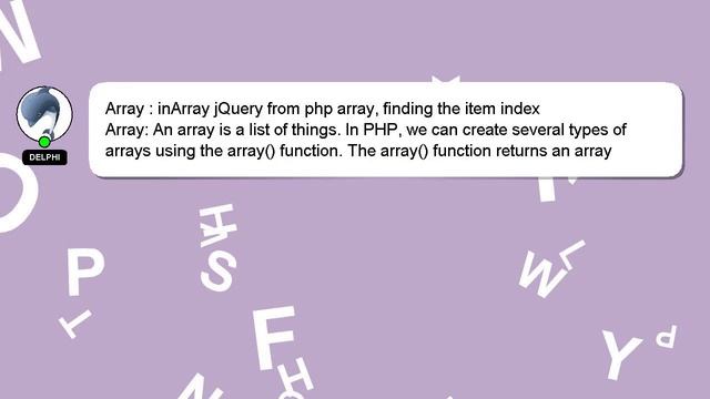 Array : inArray jQuery from php array, finding the item index смотреть онлайн