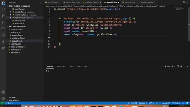 WebdriverIO Tutorial | Handling Alerts/Popups - Episode 7 смотреть онлайн