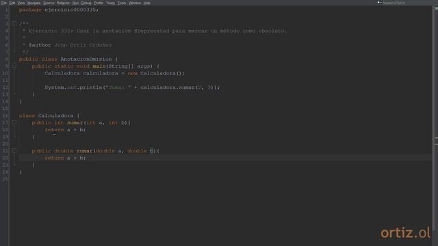 Java - Ejercicio 335: Usar la Anotación @Deprecated para Marcar un Método como Obsoleto смотреть онлайн
