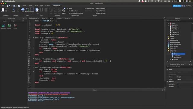 Урон от меча Roblox Studio смотреть онлайн