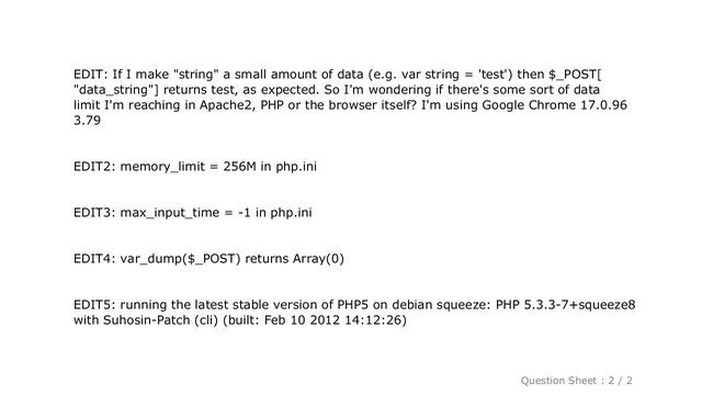 jQuery : PHP/Apache/AJAX - POST limit? смотреть онлайн