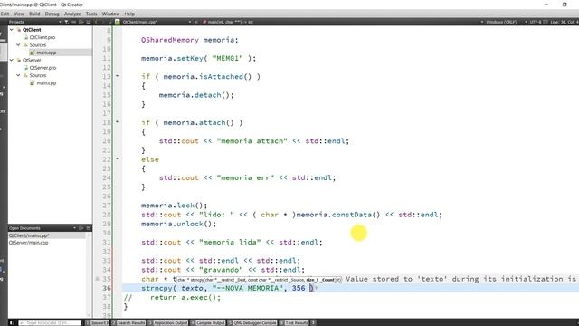 Linguagem C++ Qt - shared memory