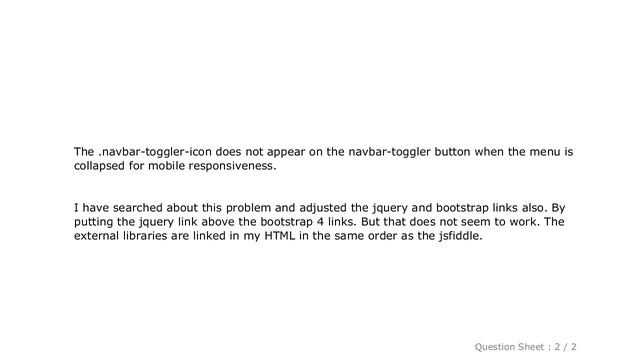 jQuery : Bootstrap 4 navbar-toggler-icon does not appear смотреть онлайн