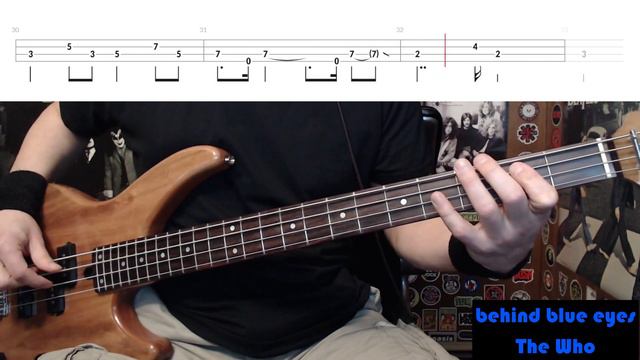 Behind Blue Eyes by The Who - Bass Cover with Tabs Play-Along смотреть онлайн
