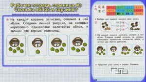 Стр 40 Моро Математика 1 класс рабочая тетрадь 1 часть решебник ответы    стр 40