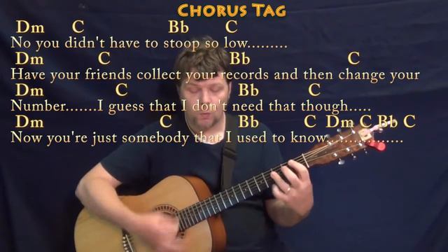 Somebody That I Used to Know (Goyte) Guitar Cover Lesson in Dm with Chords/Lyrics смотреть онлайн