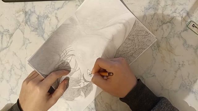 Рисую портрет Виктора Цоя, карандашом. Процесс рисования в ускоренной съёмке. смотреть онлайн