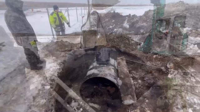 Установка бочки под септик - канализацию