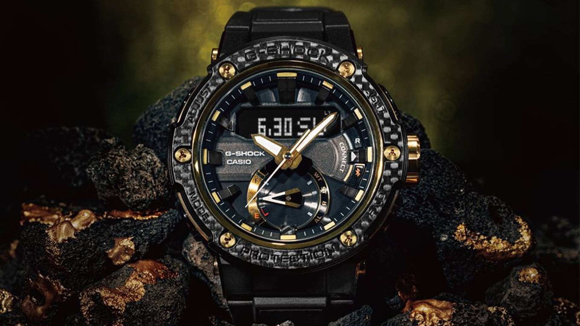 Часы наручные CASIO G-SHOCK, G-STEEL, GST-B200X-1A9, золото, карб смотреть онлайн