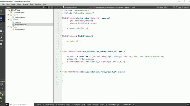 Qt QColorDialog | Get Selected Color Value From The User | Qt C++ | Qt Creator | Qt Tutorial смотреть онлайн