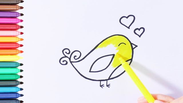 Раскраска для детей ПТИЦА. Мультик - раскраска. УЧИМ ЦВЕТА на русском смотреть онлайн