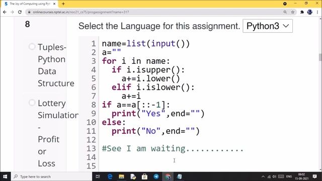 NPTEL The Joy of Computing using python week 8 all 3 programming assignment answer with link of cod смотреть онлайн