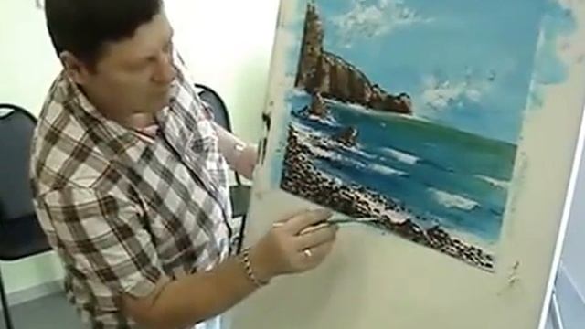 Мастер класс "Готовые картины акриловыми красками на холсте", тема: море смотреть онлайн