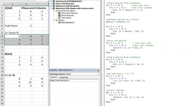 Algebra with matrices (Visual Basic for Applications, VBA) смотреть онлайн