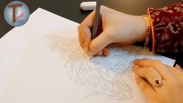Hand Embroidery Design | embroidery design on tracing paper| pencil drawing | freehand design| смотреть онлайн