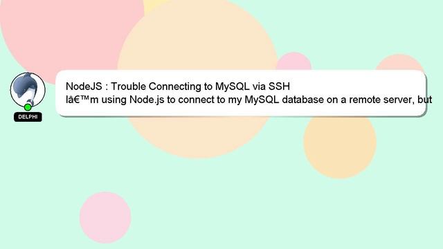 NodeJS : Trouble Connecting to MySQL via SSH смотреть онлайн
