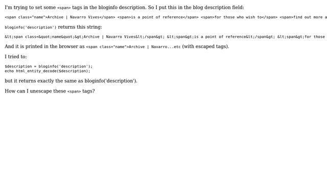 Wordpress: HTML tags in bloginfo description смотреть онлайн