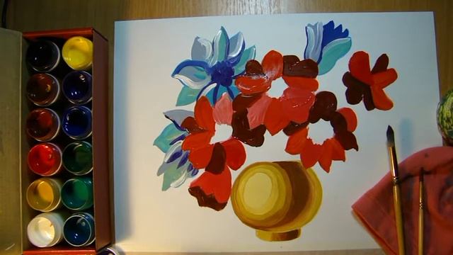 Букет цветов гуашью смотреть онлайн