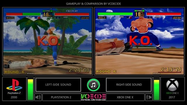 Virtua Fighter 2 (PlayStation 2 vs Xbox One X) Side by Side Comparison - Dual Longplay смотреть онлайн