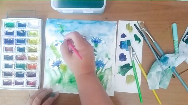 Урок акварель "васильки" смотреть онлайн