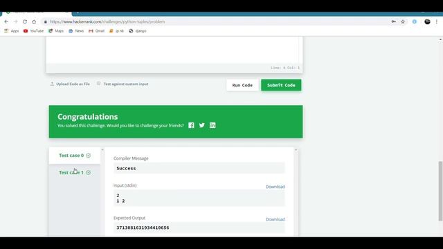 Tuples | HackerRank PYTHON | hash() function | смотреть онлайн