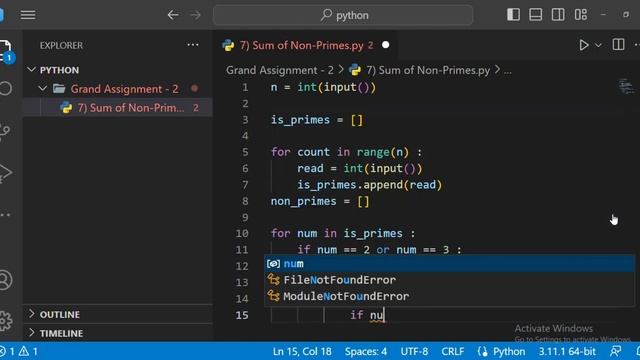 Sum of Non-Primes | Grand Assignment - 2 | Python | NxtWave | CCBP 4.0 смотреть онлайн