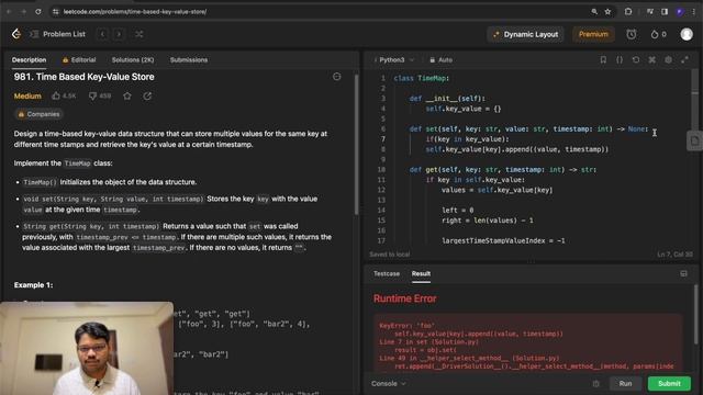 Time based key value store | My first attempt at solving this Leetcode medium problem | Python смотреть онлайн