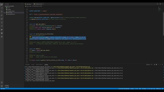 Парсим данные API с помощью Python: requests, asyncio, aiohttp и сохраняем с помощью aiofiles смотреть онлайн