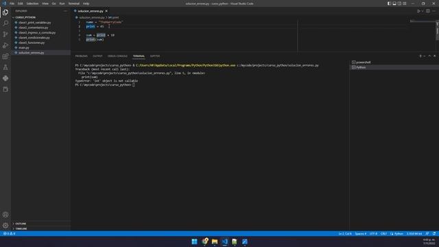Solución (FIX): PYTHON: Traceback (most recent call last): File "X",.. TypeError: 'X' object is ... смотреть онлайн