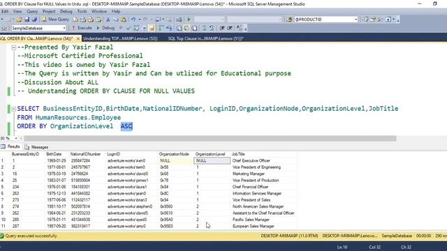 SQL Tutorials By Durkhun Understanding Order By Clause with NULL Column Values In Urdu Hindi смотреть онлайн