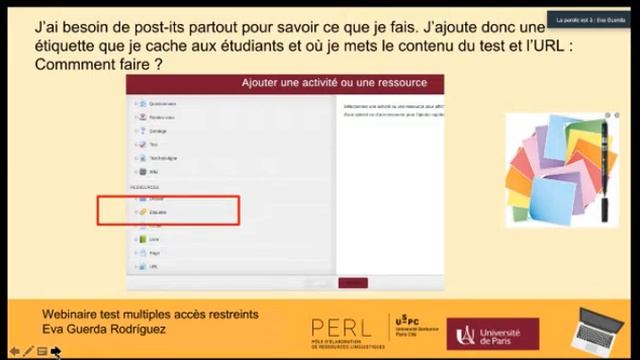 PERL Webinaire Comment créer des test individualisés sur Moodle ? Formatrice Eva Guerda Rodriguez смотреть онлайн