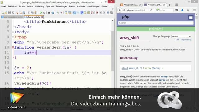 PHP-Funktionen Tutorial: Einzelne Array-Elemente verändern |video2brain.com смотреть онлайн