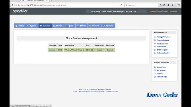 2.Openfiler Storage Overview on available menus смотреть онлайн