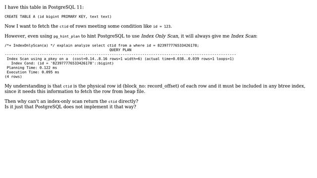 Databases: PostgreSQL Index Only Scan can NOT return ctid смотреть онлайн