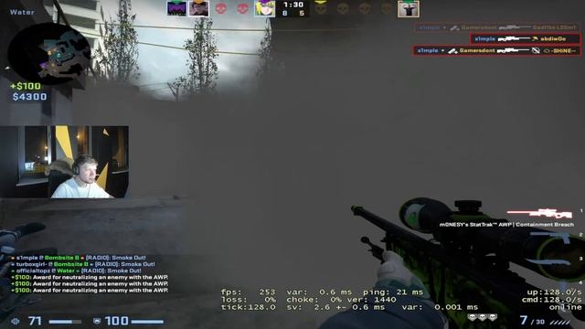 S1mple играет фейсит вместе с B1t и M0NESY