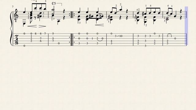 Menuet Op.51 No.12 - Napoléon Coste (1805 - 1883) - Tablature