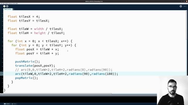 Processing-Tutorial: A Grid of Arcs смотреть онлайн