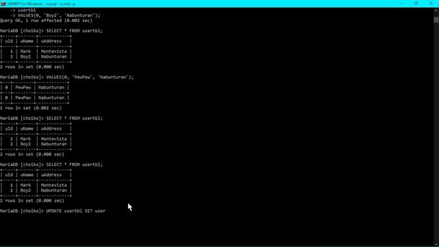 [BISAYA TUTORIAL] - MYSQL GAMIT XAMPP PANEL (SHELL) - (UPDATE, SELECT * FROM TABLE, DESC, ) | PART4 смотреть онлайн