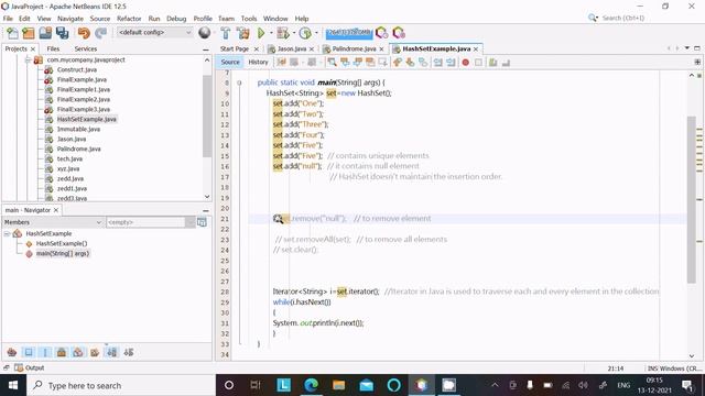 HashSet Class in Java with example смотреть онлайн