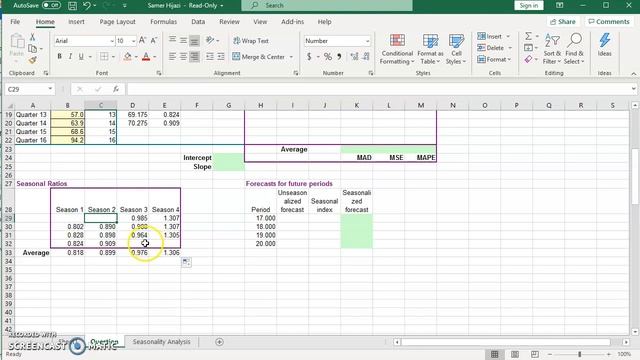 Forecasting Methods- Multiplicative Decomposition in Excel 2016 (Office 365) смотреть онлайн