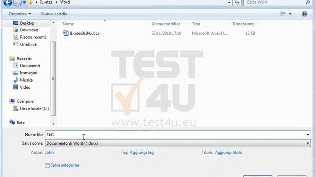 Salva il documento corrente con il nome test.rtf (Rich Text Format) nella cartella IL-ates\Word... смотреть онлайн