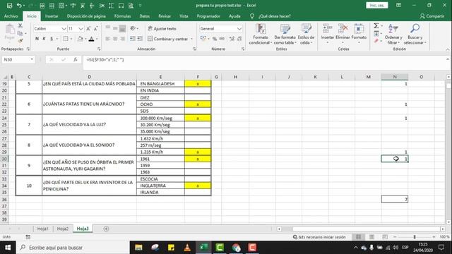 Cómo fabricarte tu propio test con Excel 2019. (6,55') смотреть онлайн