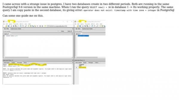 operator does not exist: timestamp with time zone + integer in PostgreSql (2 Solutions!!)