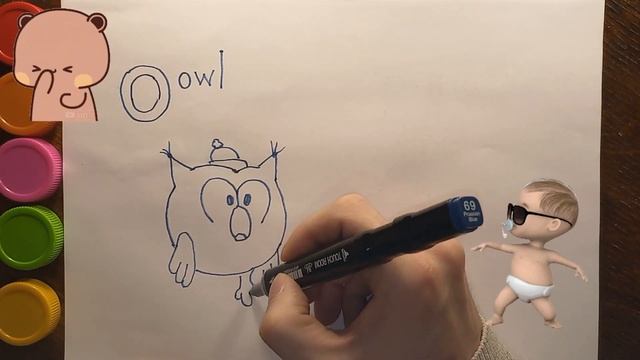 Draw Owl and drawing Parrot and Animals abc song baby /Как нарисовать рисунки животных и алфавит смотреть онлайн